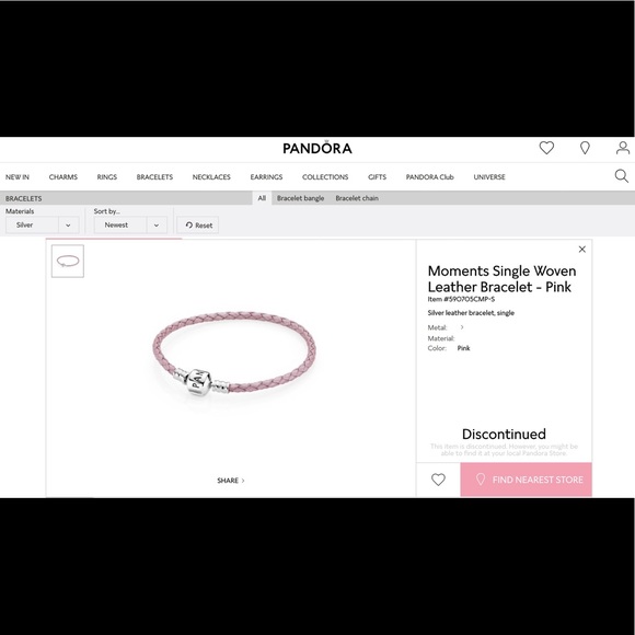 ๐ PANDORA Sterling Silver Pink Leather Bracelet 7 - Picture 7 of 7